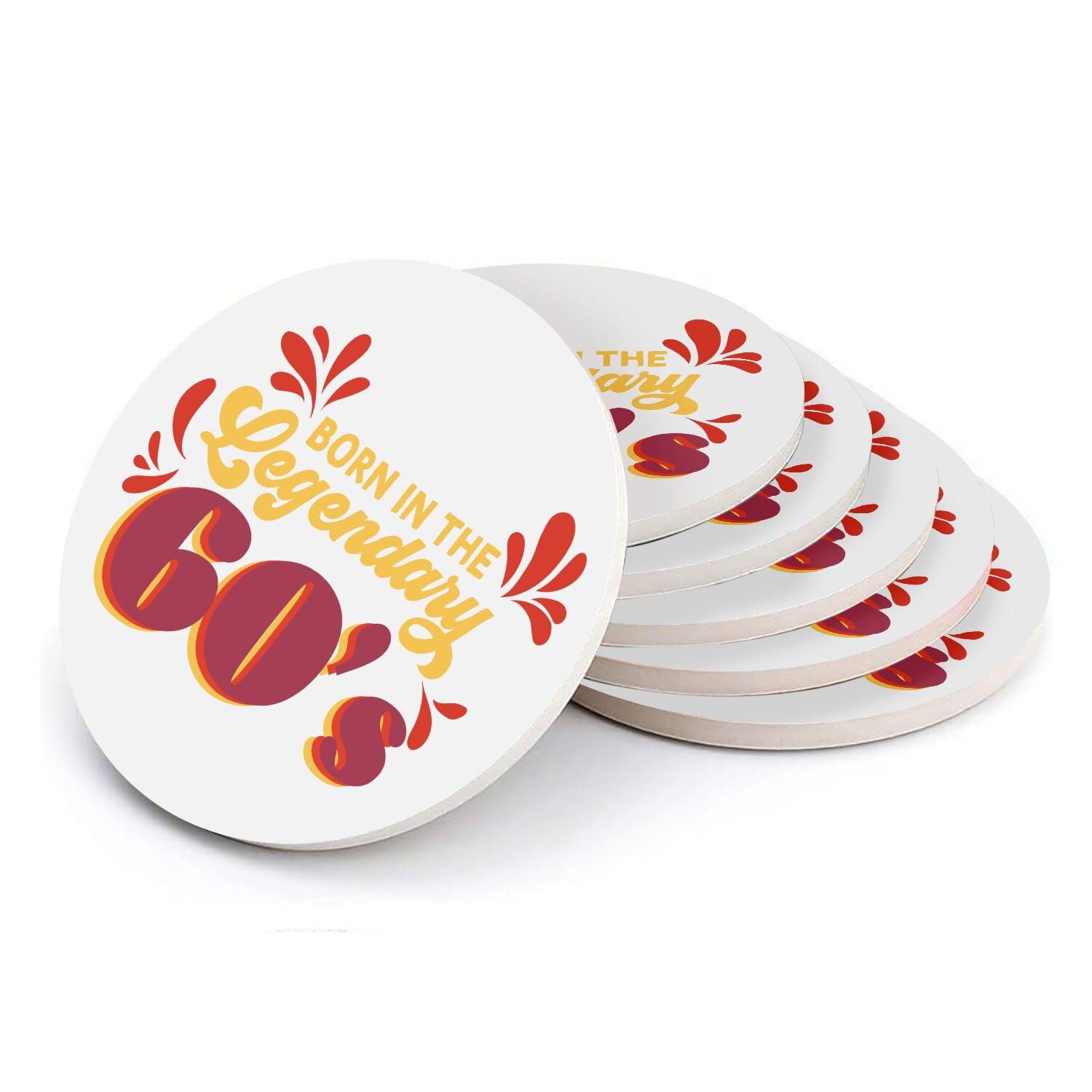 Sous-verre ronds en céramique cadeau anniversaire 60 ans original