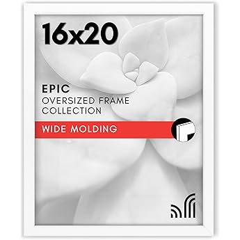 Americanflat 24x30 Picture Frame with Polished Plexiglass - White Picture Frame - Wide Photo Frames Made of Engineered Wood for Vertical or Horizontal Wall Display - Epic Collection - White