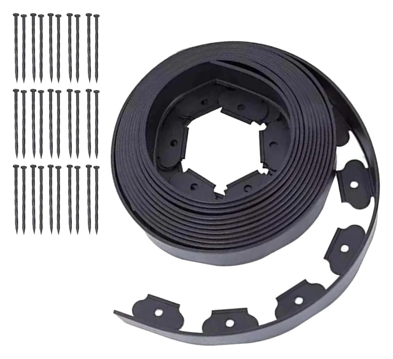 Bordures de Jardin, Bordure de pelouse en Plastique 32 Pieds sans Bordure Jardin Noire avec 30 enjeux
