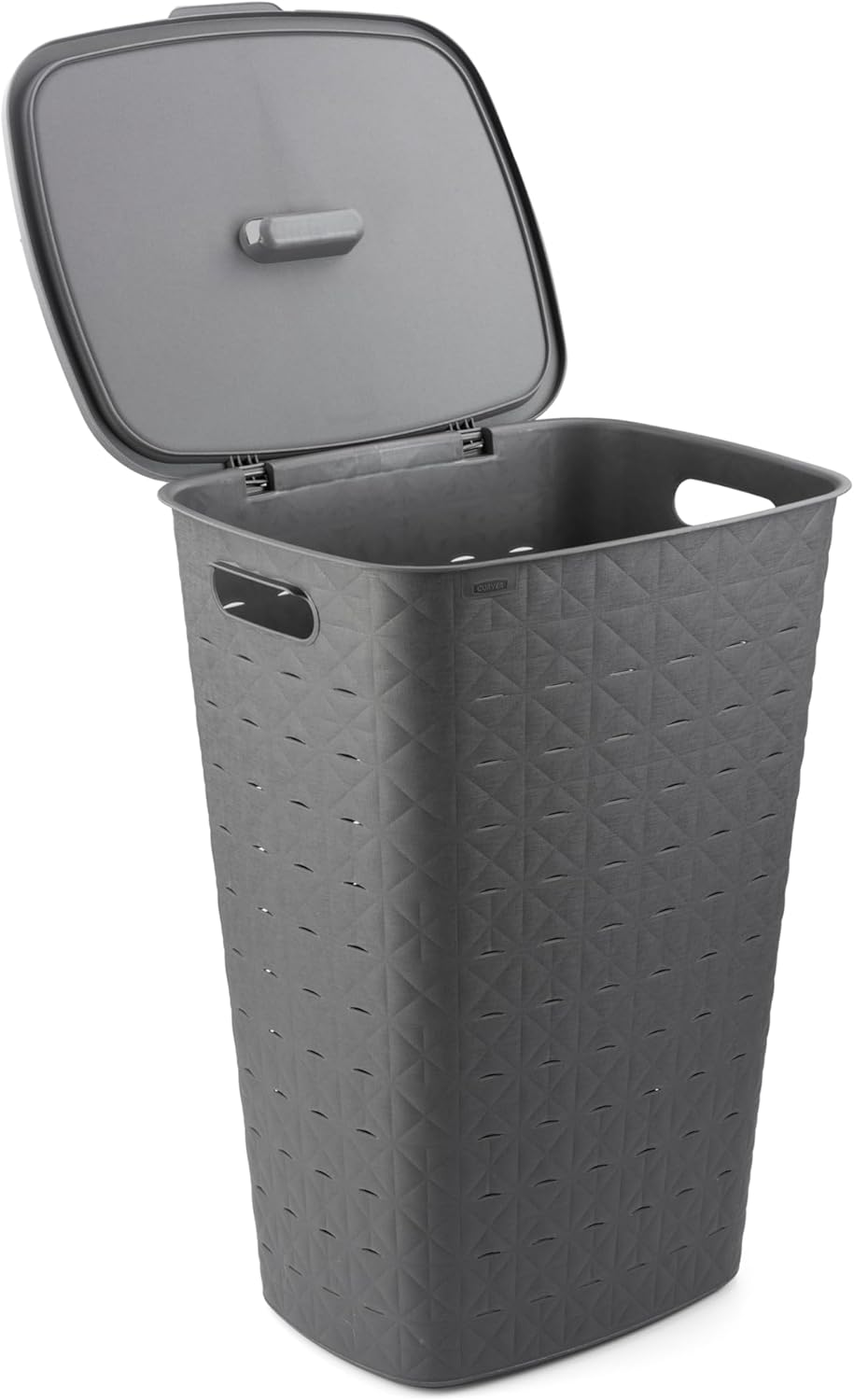 Curver Softex 56L Laundry Hamper, 70 percent Recycled Material, Durable, Lightweight, Dark Grey