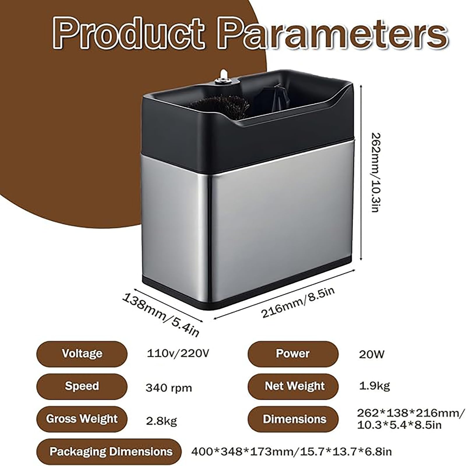 Máquina eléctrica de limpieza de posos de café, limpiador de portafiltro de 58 mm, 3 opciones de montaje, alta velocidad, ideal para cafeterías comerciales y domésticas, limpieza eficiente del café