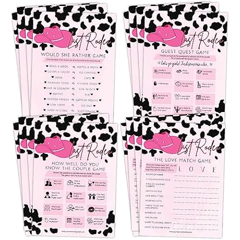 Your Main Event Prints Her Last Rodeo Bridal Shower Games, Western Bachelorette Party Cowgirl Party Games Cover
