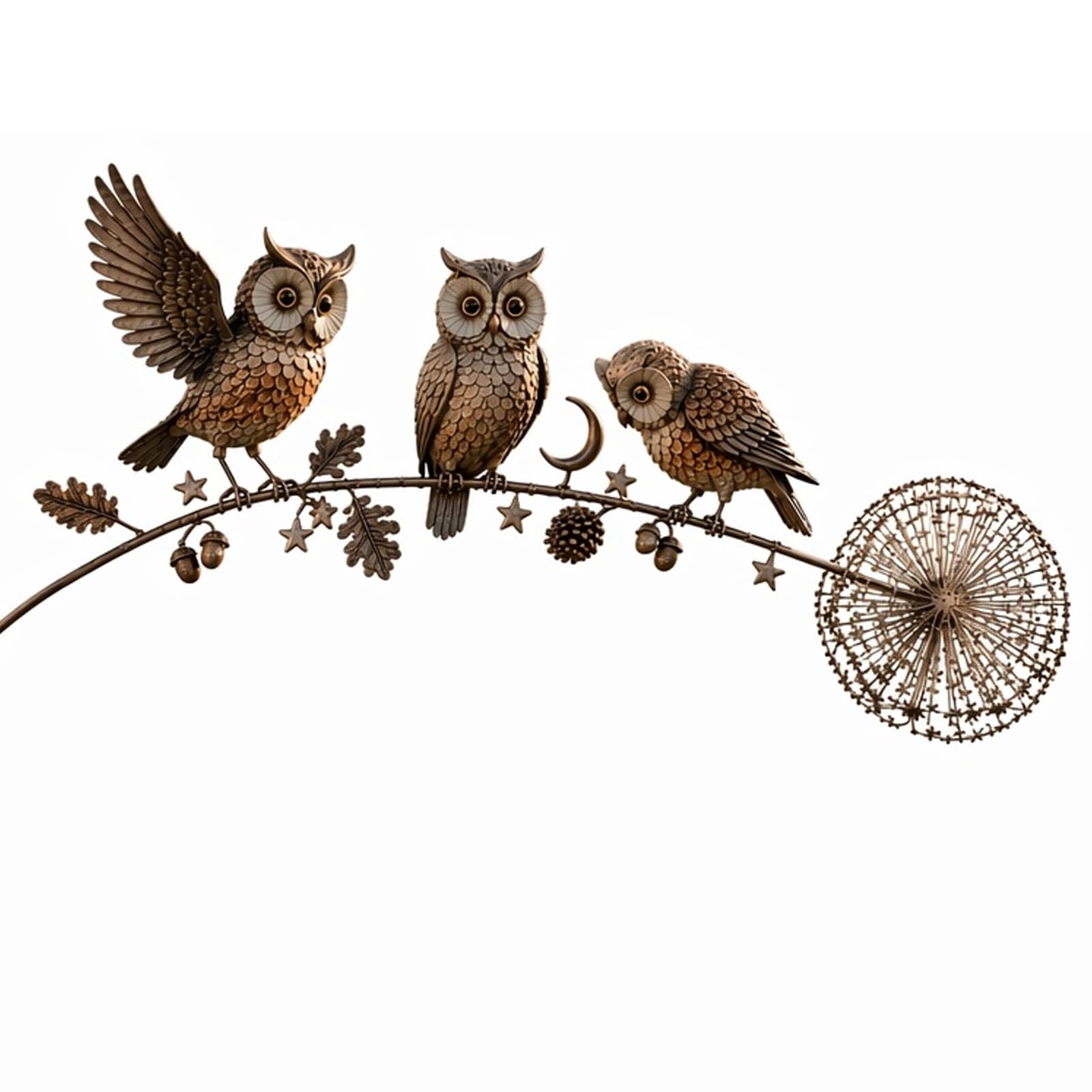 Metal Night Owl Garden Stake Weatherproof Decorative Yard Sculpture