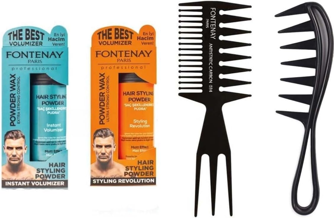 Fontenay Saç Şekillendirici Pudra Toz Wax Mat Effect Ve Ultra Strong + Şekil Tarak'I X2 4'Lü Set