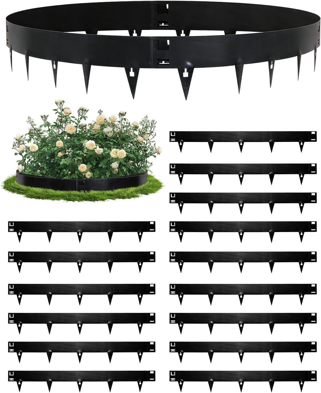 Sararoom Garden Edging Border - 15Pcs Corten Steel Lawn Edging Total 10.75m