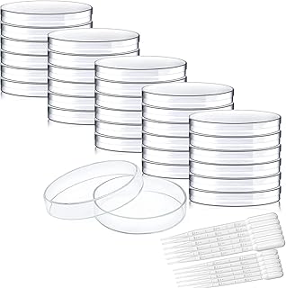 30 Pack Plastic Sterile Petri Dishes with Lid 90mm Dia x 15mm Deep with 20 Plastic Transfer Pipettes for Lab Analysis, School Projects, Experiment, Biology, Microbiology (10 Pcs 3ml,10 Pcs 2ml)
