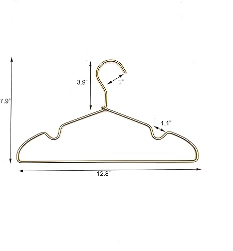 Miniatura 2 de Perchas de metal dorado mate de 12.6 pulgadas para niños, paquete de 30 unidades, antideslizantes, apto para colgar ropa de niños, perchas de