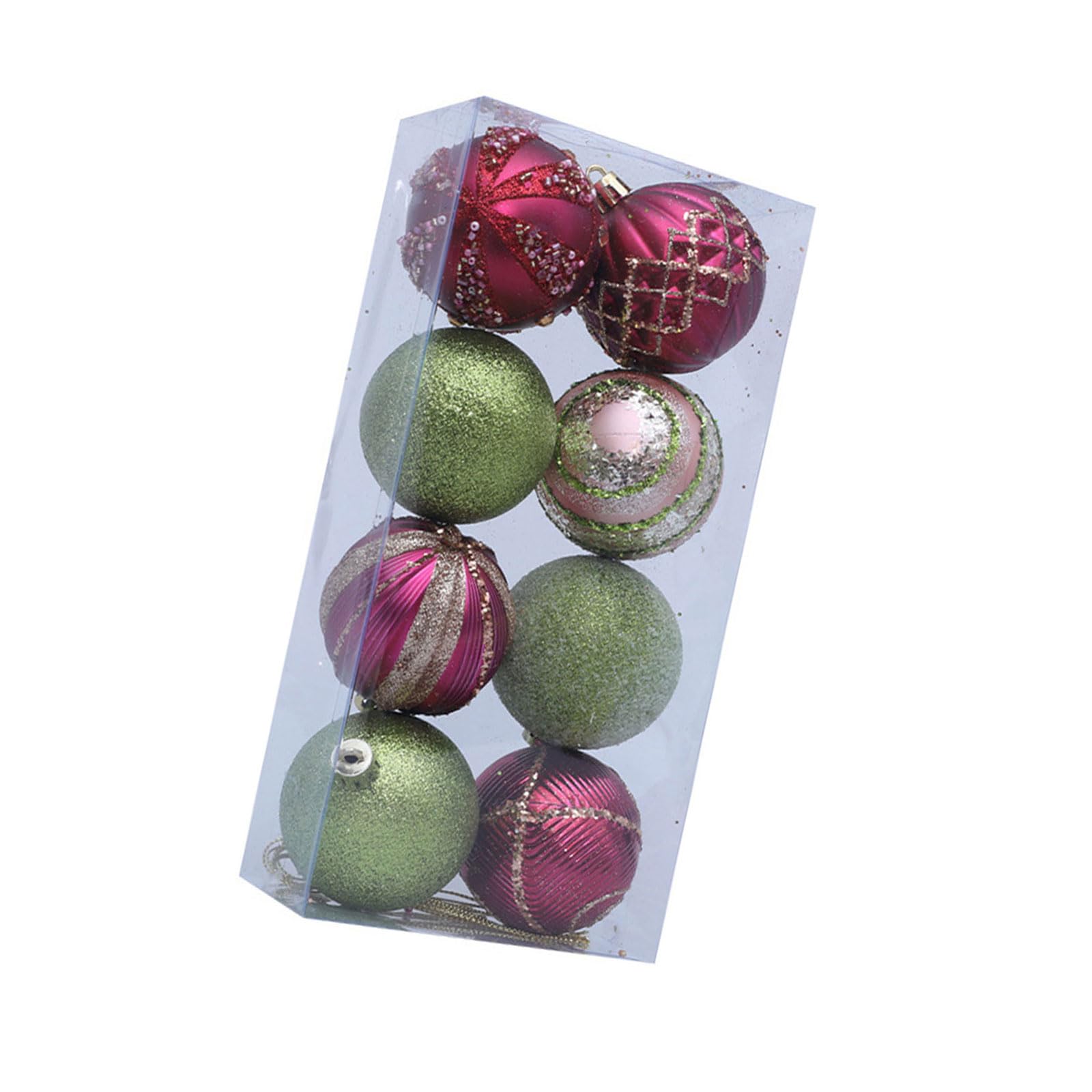 Tfaoys Rose Red Grass Green Christmas Ball Ornament For Tree Glittering Festival Trees Decorations Hanging Ball Glittering