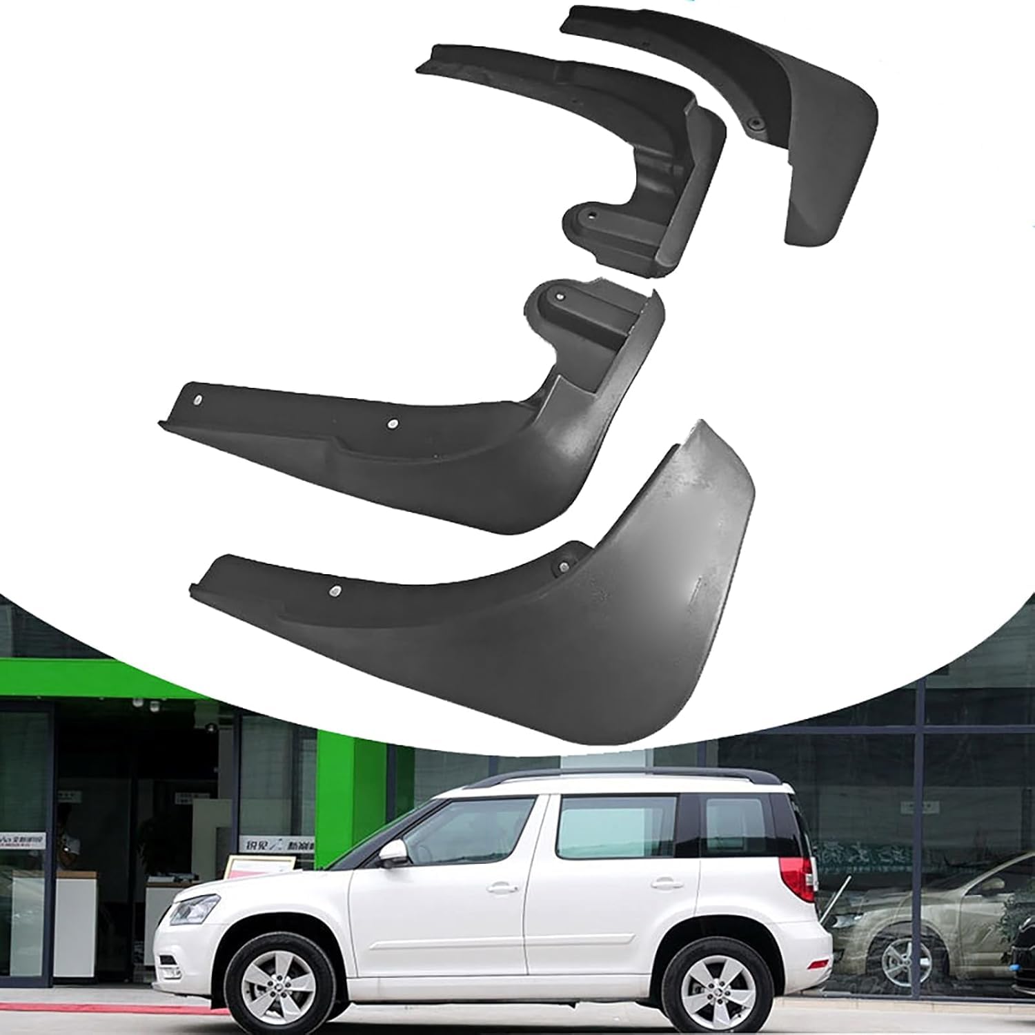 FengXH No-Drill Mudflaps for Skoda Yeti 2009-2015, Bolt-On Kit, Road Legal