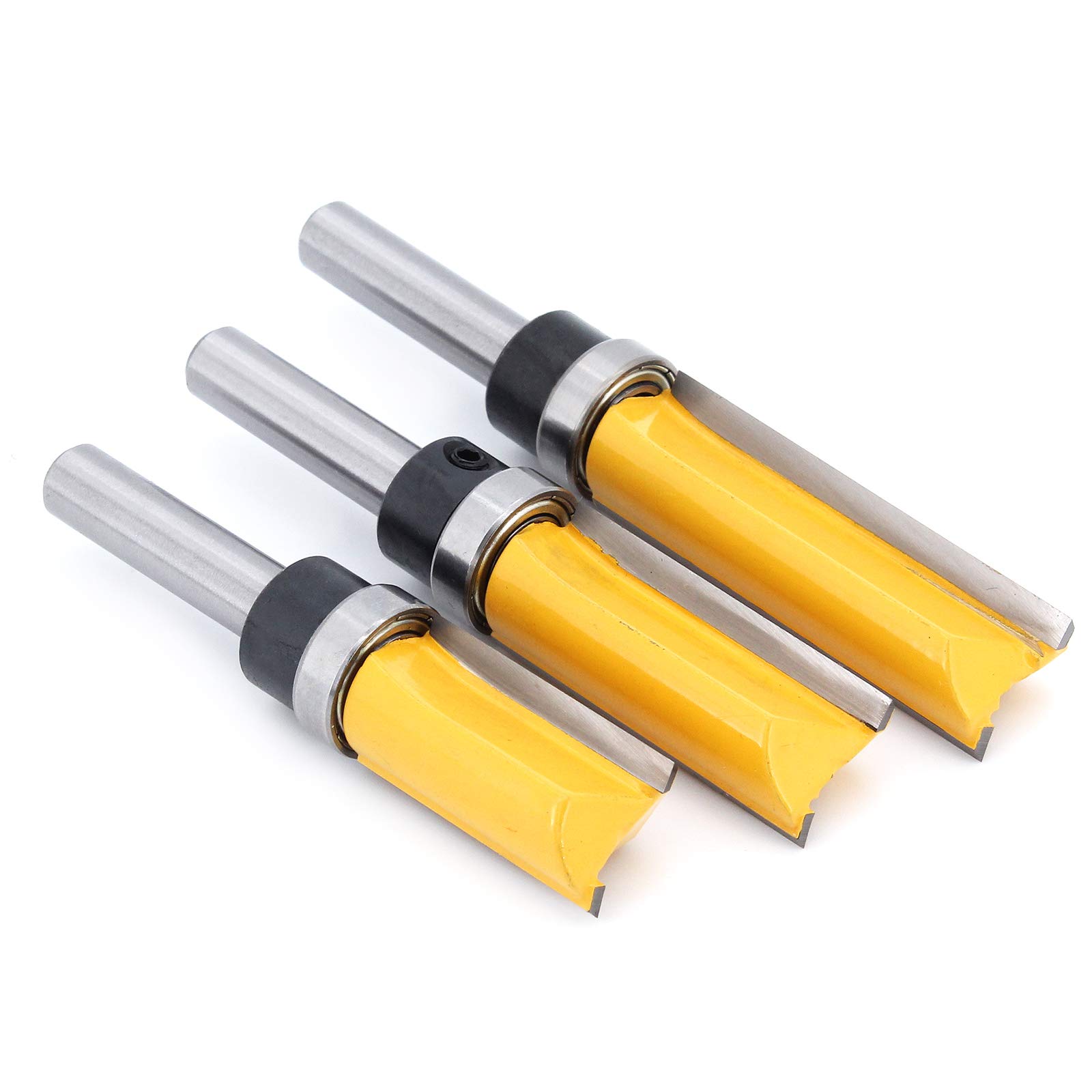 3Pcs 8mm Gambo Fresa per fresatura a filo, Fresa a Taglienti Diritti per Rifilare con Cuscinetto, Fresa per la lavorazione del legno