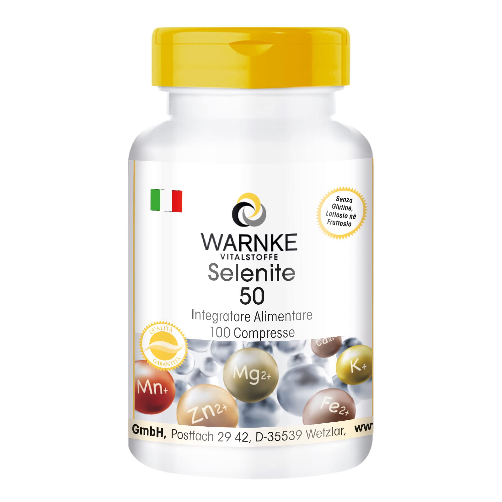 Selenio 50 mcg integratore di sodio - Ottenuto da selenio - Sostanza pura - 250 compresse | Warnke Vitalstoffe - Qualità da farmacia tedesca