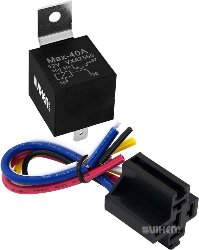 Vixen Air 5-PIN Relay 40A/12V with Pre-Wired Plug/Socket for Horns/Compressors/Alarms/Fog Light VXA7549 VXA