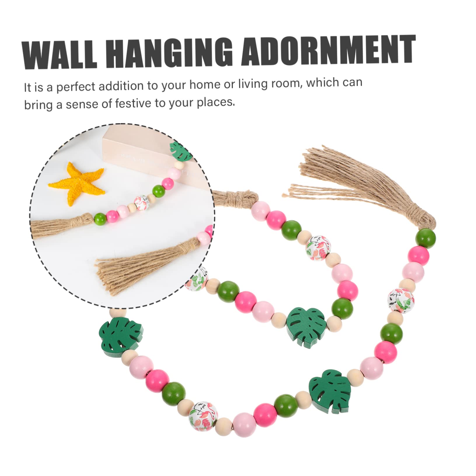 Amosfun 5St Flamingo-Holzperlenkette Quasten künstlich Fallen Kiefer Perldraht Perlen Dekoration Schlafzimmer Bedroom Decoration hängende Verzierung aus Holzperlen Sommer perlengirlande