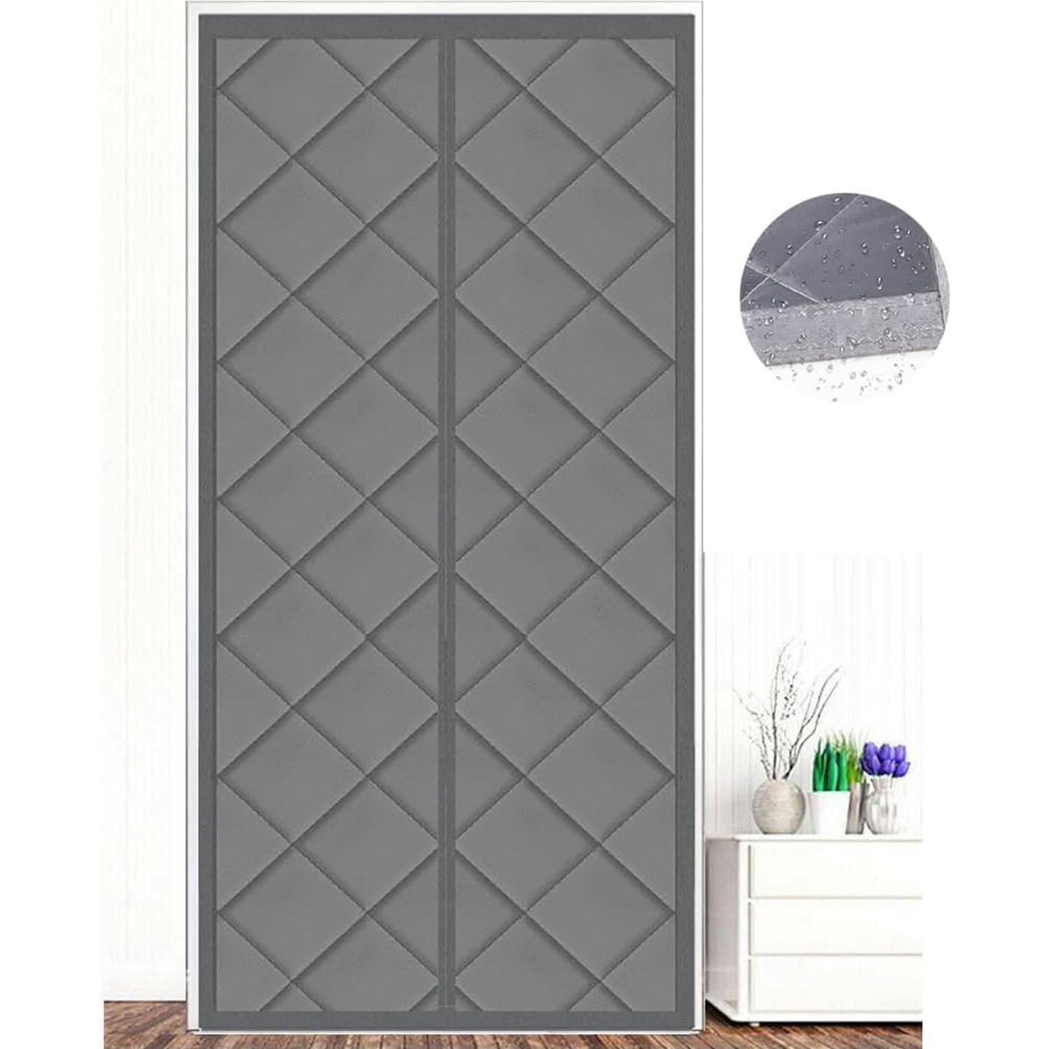 ZHhan Magnetic Thermal Insulated Door Curtain, Energy-Saving Privacy-Protecting Windproof,with Waterproof Cotton Curtain for Heater Room, Living Room,Easy to Insulated(Grey,80x210cm) — image 1