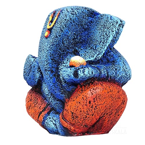 Ganesha Idol Shree Gajanand Ganpati Murti 6 inch Vinayak Poly Fibre Resin Statue for Home Temple, Living Room Decor, Office Desk, Festival Gifts (Blue) — photo — 3 of 9