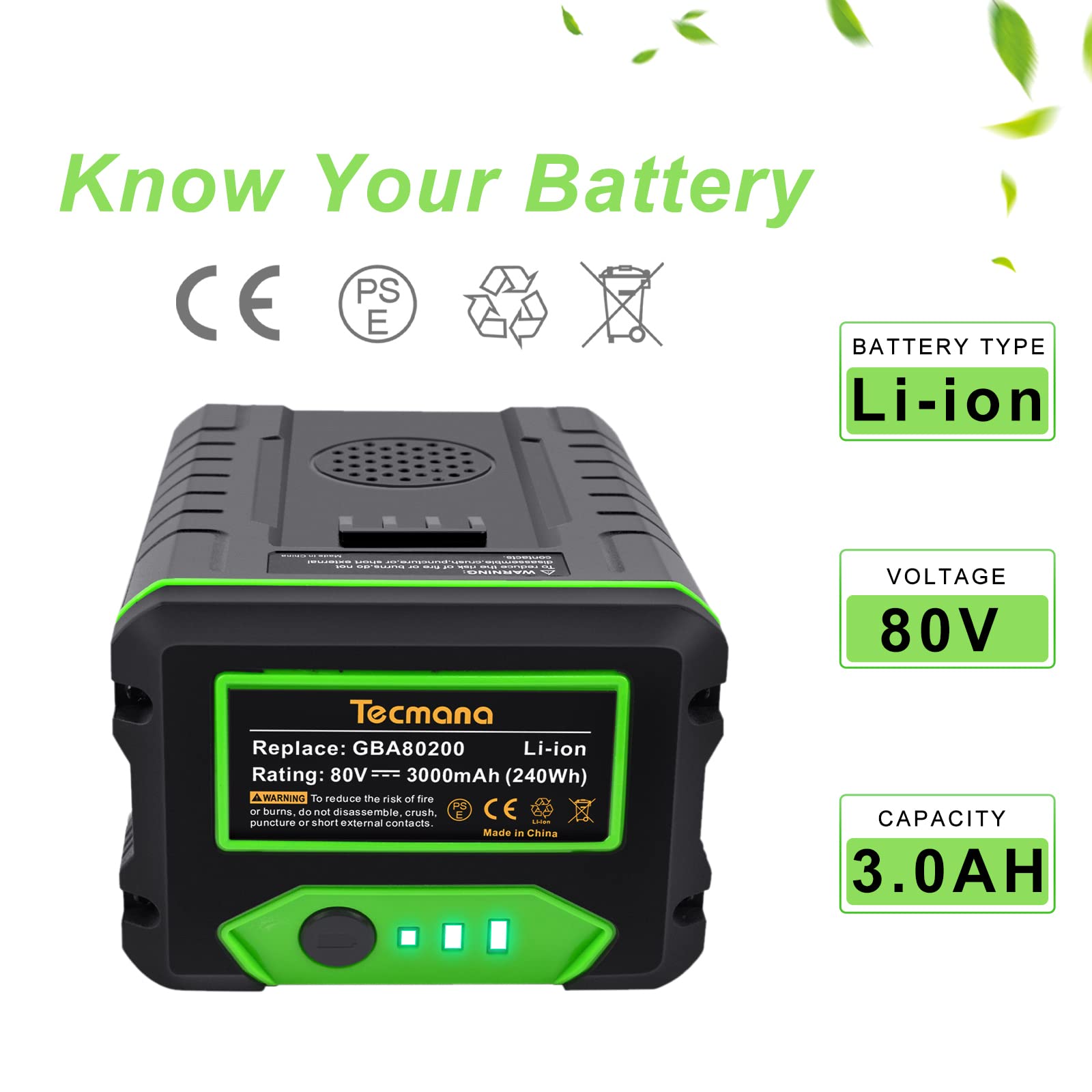 Ersatzakku Für Greenworks 80V – 3500mAh, 80V, Kompatibel Mit GBA80400, GBA80250, Rasenmäher & Mehr