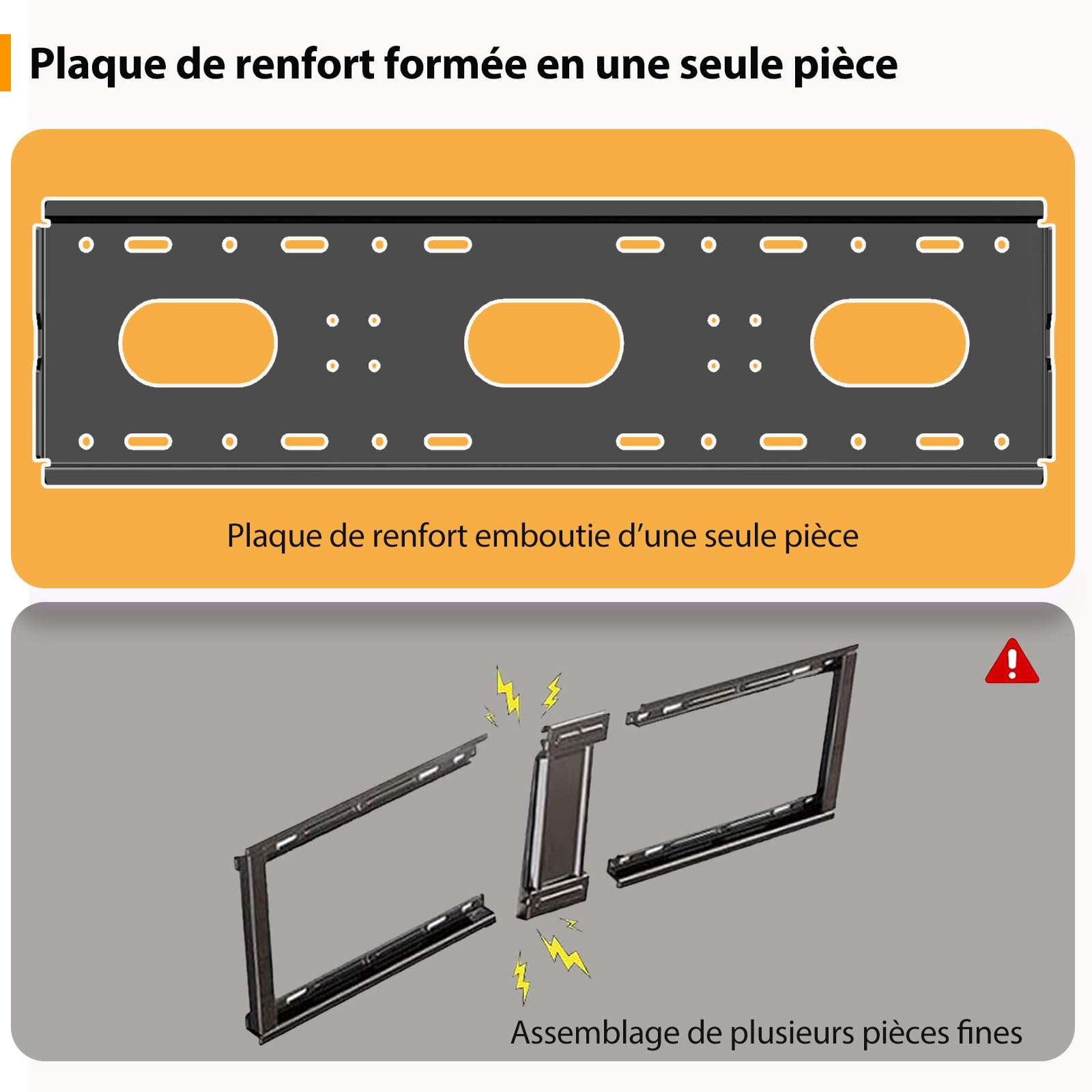 Support Mural TV Fixe Extra Plat pour Écrans 42-90 Pouces ecran,Fixation Murale Tele Grande Taille Lourde Compatible VESA 200x200-700x500mm,accroche Television Mural Charge 100 kg