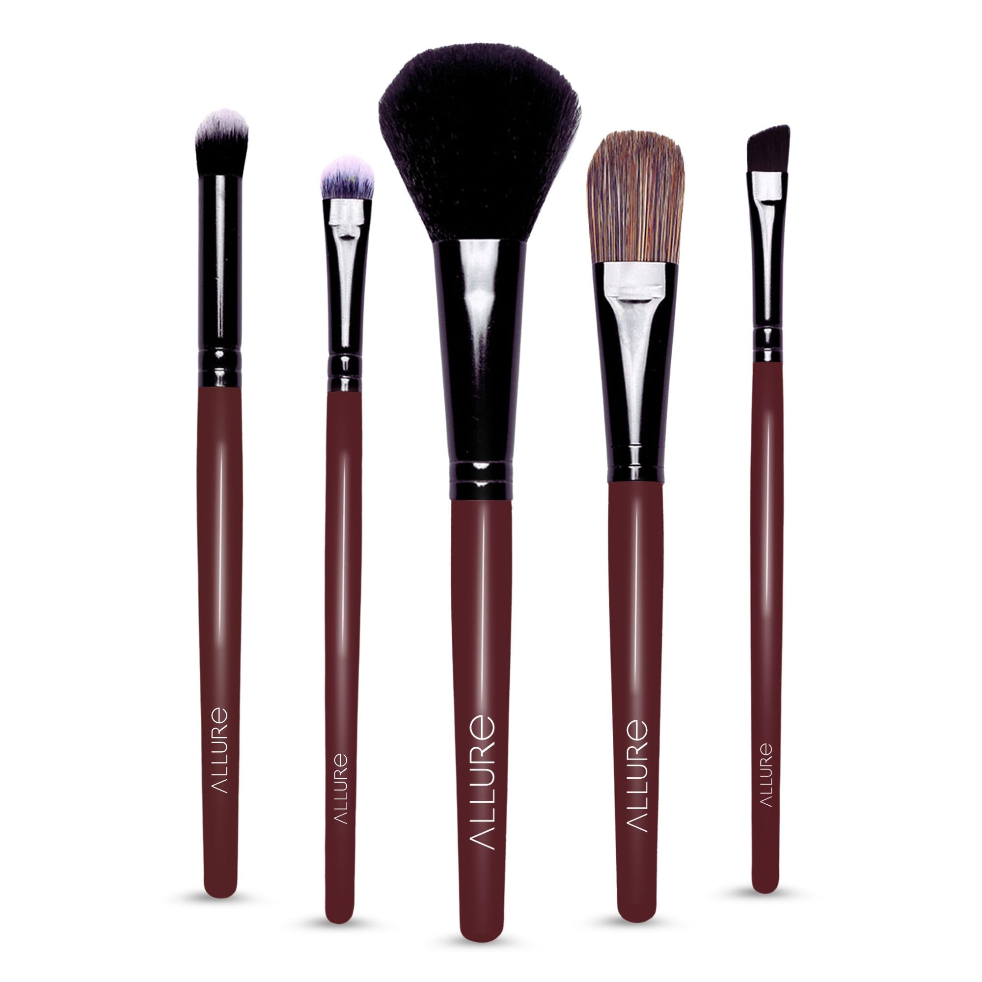 Allure Makeup Brush Set - Set Of 5 Face & Eye Makeup Brushes-image-1