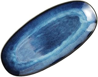 Cabilock Ceramic Sushi Plate Japanese Style Oval Sushi Platter Porcelain Serving Trays for Home Kitchen