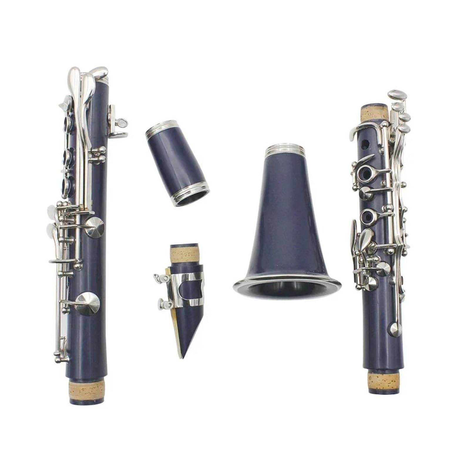 Clarinete De Resina ABS 17 Teclas Si Bemol (Bb) Clarinete | Llaves plateadas, acabado azul, accesorios incluidos.