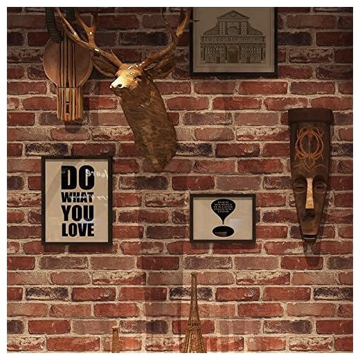 Akywall Red Brick Wallpaper Peel and Stick Realistic Distressed Textured Rock Stone Self Adhesive Contact Paper Embossed Vintage Removable Vinyl Wall Paper Faux Brick Look Wall Covering 118inch