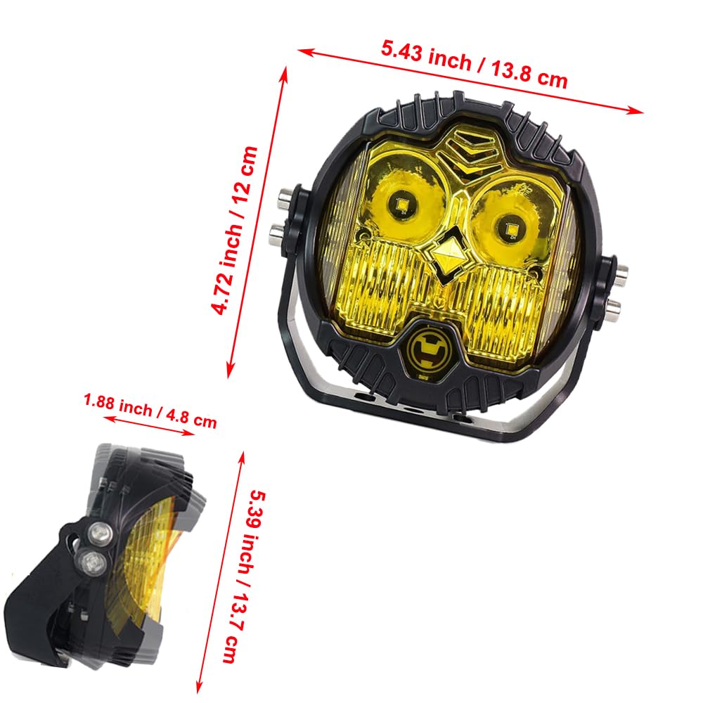 MASO 1 x lampa robocza LED z okuciami śrubowymi, wodoodporność IP 67, pyłoszczelna, odporna na wstrząsy światła LED o wysokiej jasności, pasuje do wszystkich pojazdów terenowych i ciężarówek, żółta