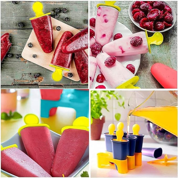 HASHFLOW SummerFun Ice Pop Maker Set β 6 Pcs Reusable Popsicle & Kulfi Candy Molds for Children & Adults (Yellow) 1