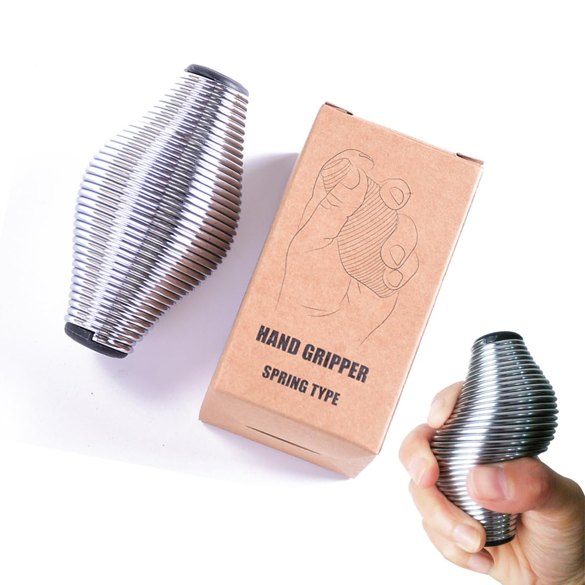 Spring Stress Therapy & Hand Squeeze Ball - Fidget & Strength Trainer - Grip Strengthener & Squishy Tool for Wrist Rehab, Stress Relief & Finger Therapy