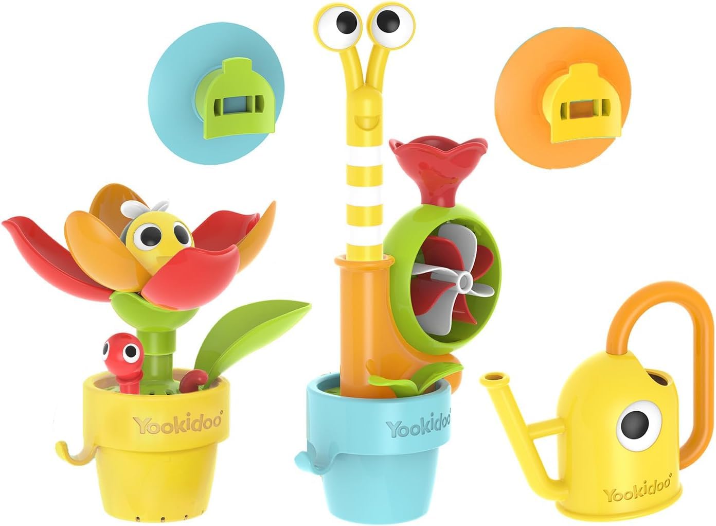 40218 - YOOKIDOO Jardin Éphémère – Jouet Bain bébé sur Le thème du Jardin- Jeu Bain et Douche - Arrosoir, Escargot, Fleurs - Cadeau bébé dès 18 Mois