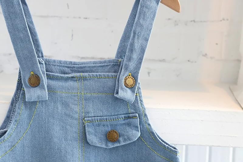 Image of Bold N Elegant Girls Polka Dot Top with Denim Dungaree Clothing Set