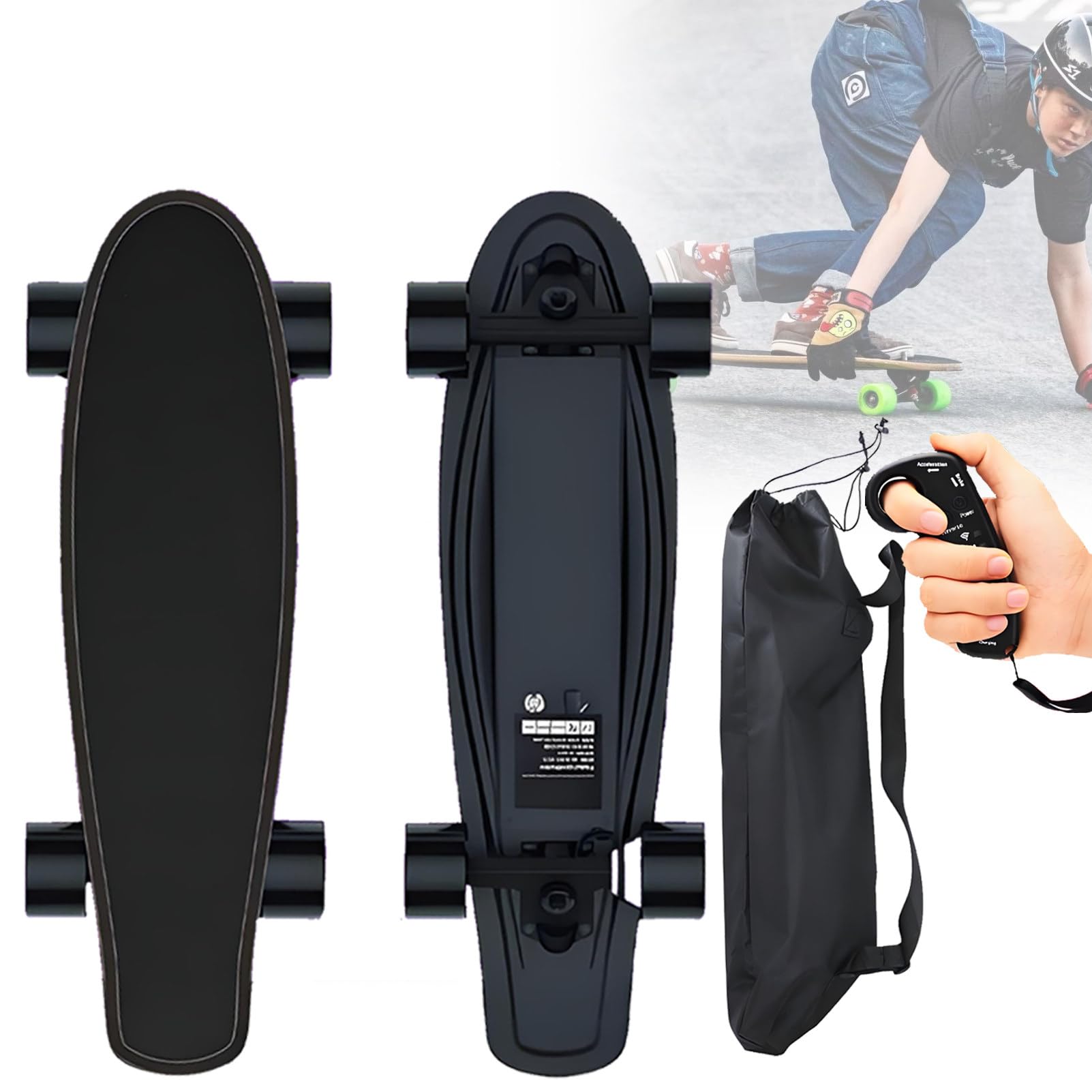 PxkVrin Electric Longboard, Electric Skateboard with Remote, 25Km/H Top Speed, 15-20km Range, 4-Speed Adjustment, for Adult Riding Around The City. A-2