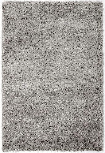 Image of Solid Fluffy Rugs and Carpet for Hall and Drawing Room 5x5 Square Silver Color