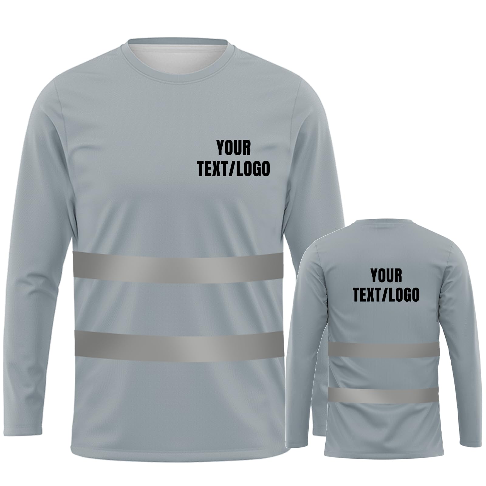 YOWESHOP High Visibility Custom Work Shirts for Men，Long Sleeve Crewneck T-Shirt