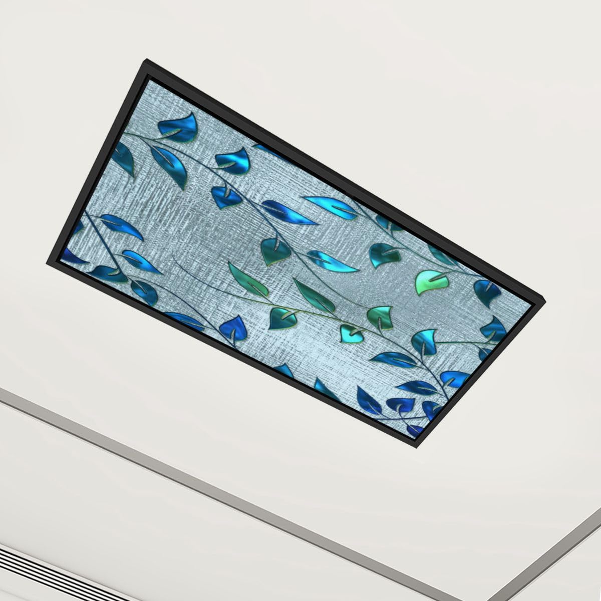 6 Pack Fluorescent Light Covers Seamless Texture Leaves Pattern Stained 3D Decorative Magnetic Ceiling Light Covers Light Shade Panel for Classroom Office 4 x 2 ft