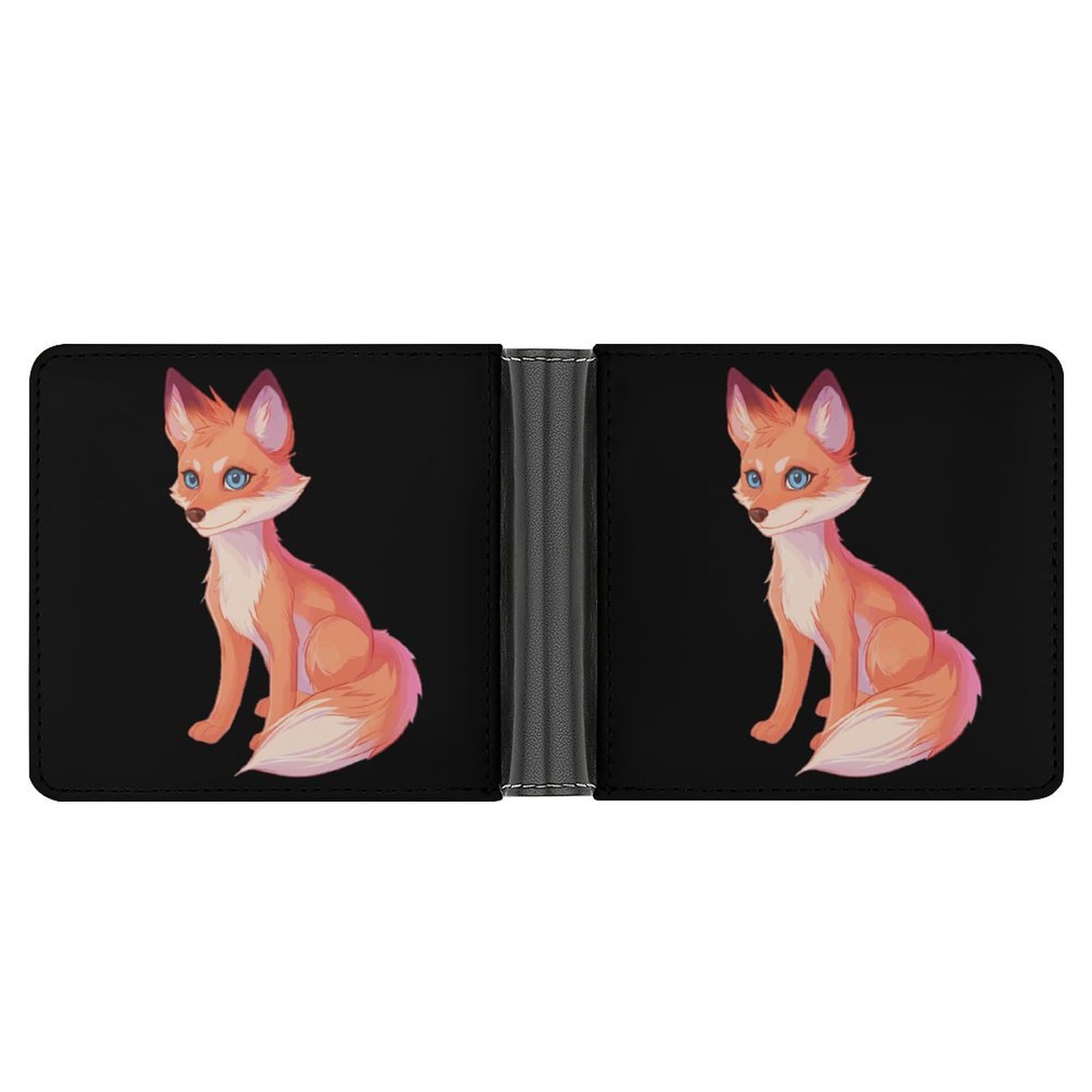 Cute Fox with Transgender Color Funny Men's Slim Bifold Wallet with Multiple Card Slots Front Pocket Purse