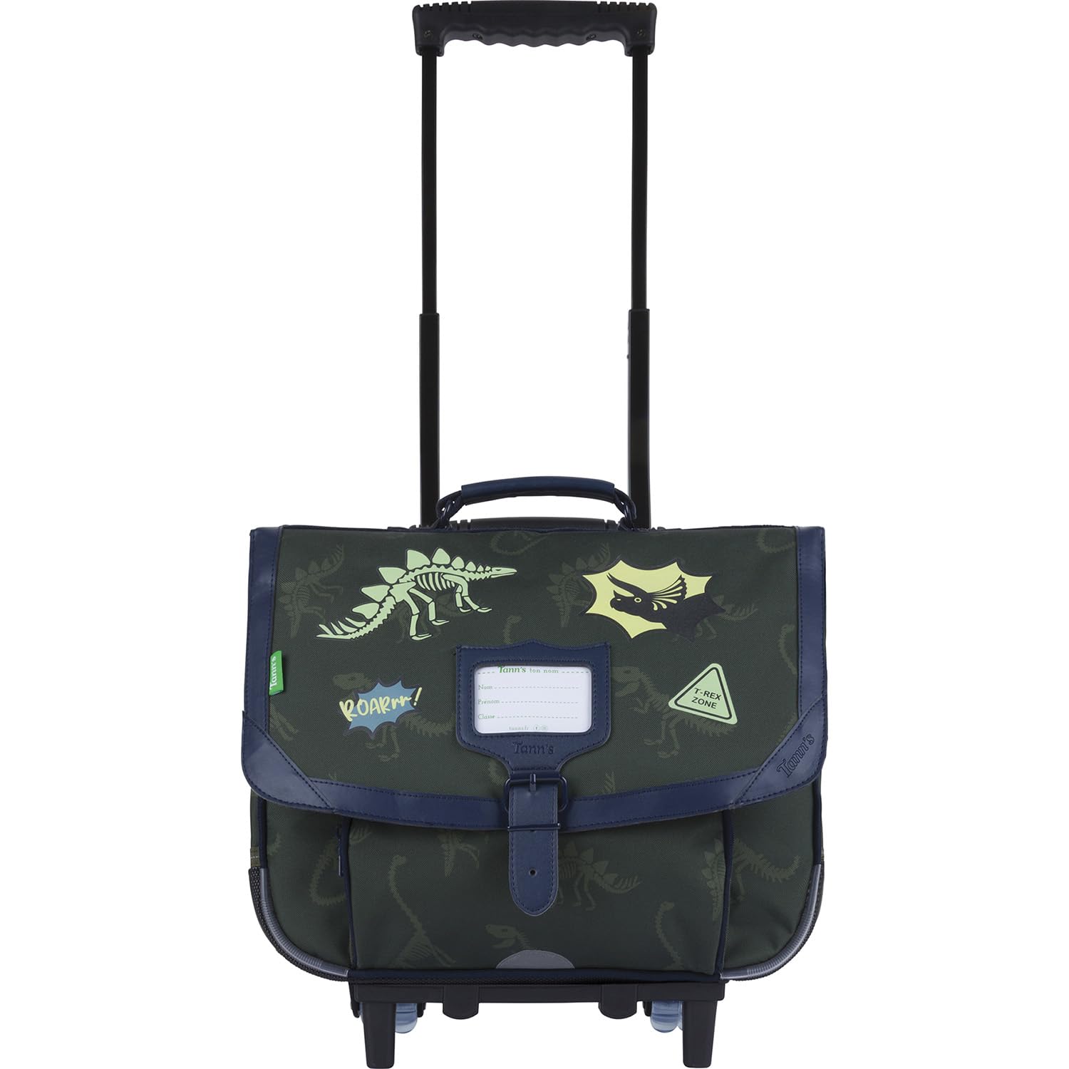 Tann's - Cartable à roulettes 38cm Les Fantaisies Alexandre Vert - Broderie Ballons Basket Foot Rugby - Cartable trolley garçon 2 Soufflets - CP CE1 CE2