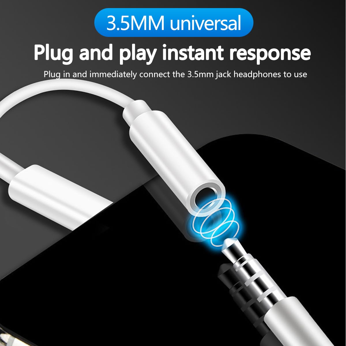 Adattatore Cuffie per Phone MFi Certificato Cavo Aux Audio Dongle Convertitore Compatibile con Phone 14Pro/14/13/12/SE/11/X/XS/8/7 2 Pack