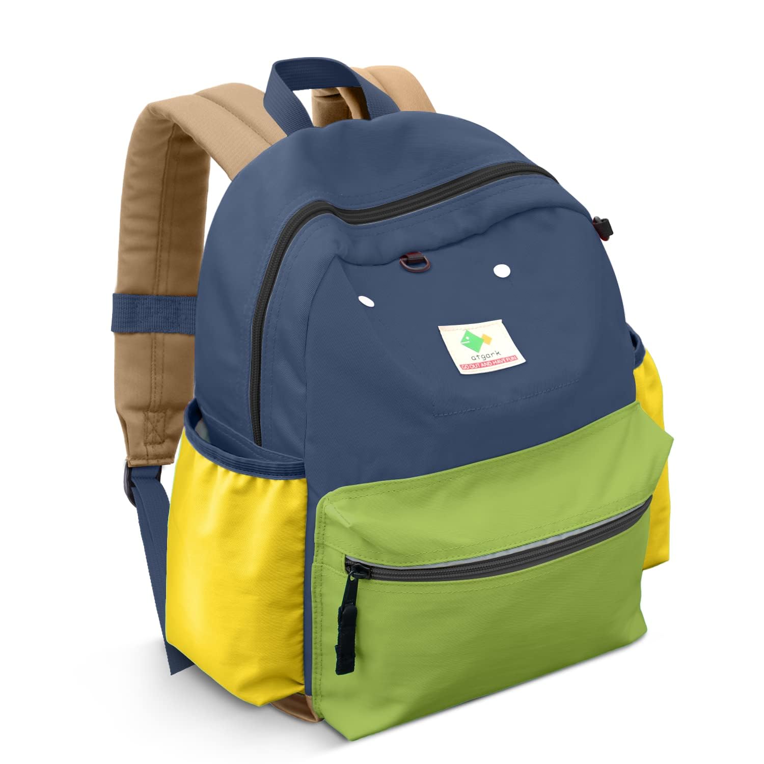 Kids Backpacks, Unisex, Large, Avocado - L, Modern, Cartoon, 15" H, 1L, 13.12 oz, Nylon, Zipper, 6-9 Years, School & Travel