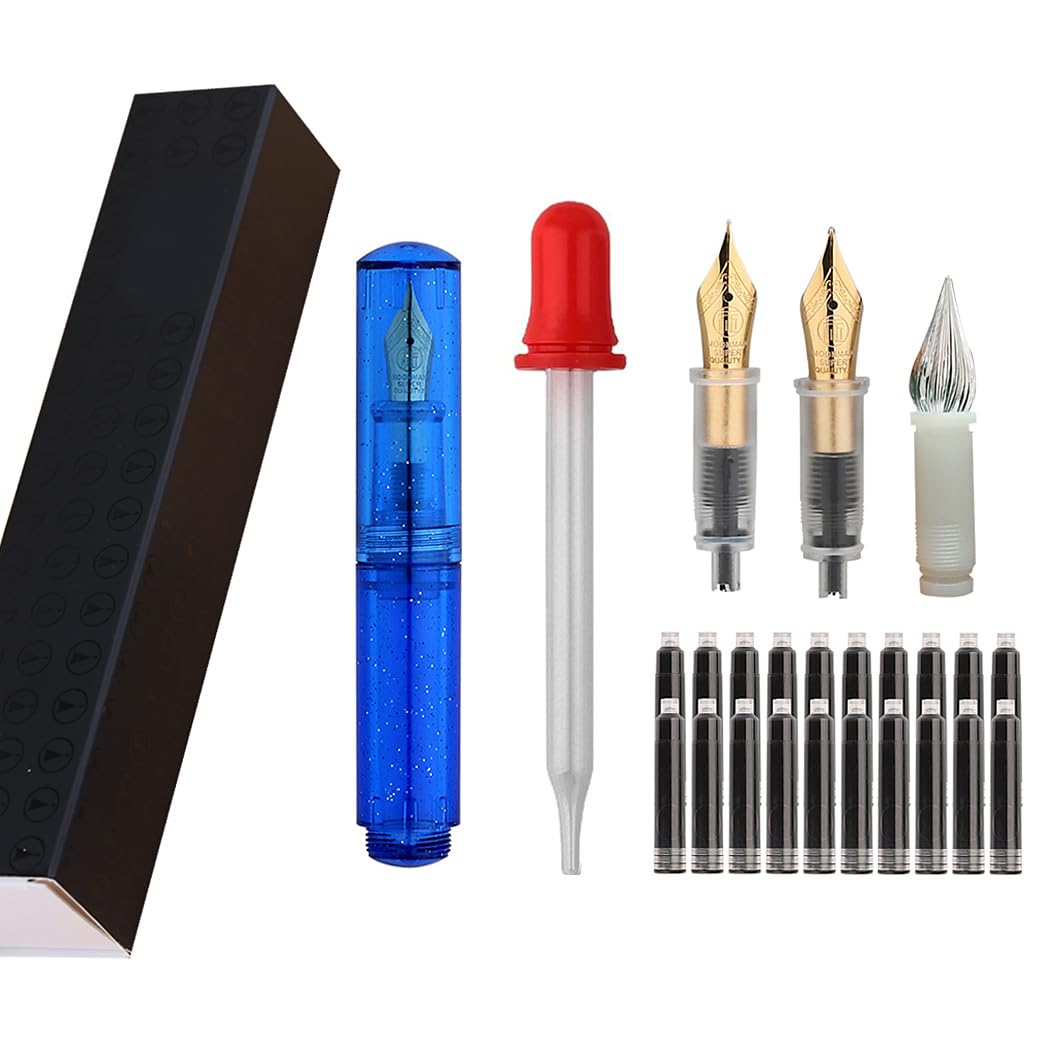 SIPLIV Majohn Wancai Mini Fountain Pen Pocket-Size Travel Pen Iridium Fine Nib Fountain Pen with 3 Pen Nibs