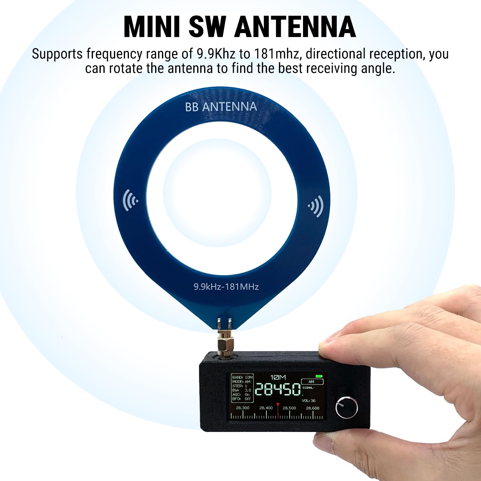Antenna a Loop a Onda Corta, 9,9 KHz -181MHz PCB Antenna, a Onda Corta Portatile Compatta per il da con Connettore SMA per Ricevitori TEF6686 e Radio HAM
