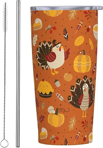 Vaso de acero inoxidable aislado de 20 onzas con tapa y pajitas de acero inoxidable de doble pared aislada al vacío, taza de café de viaje, tapa a