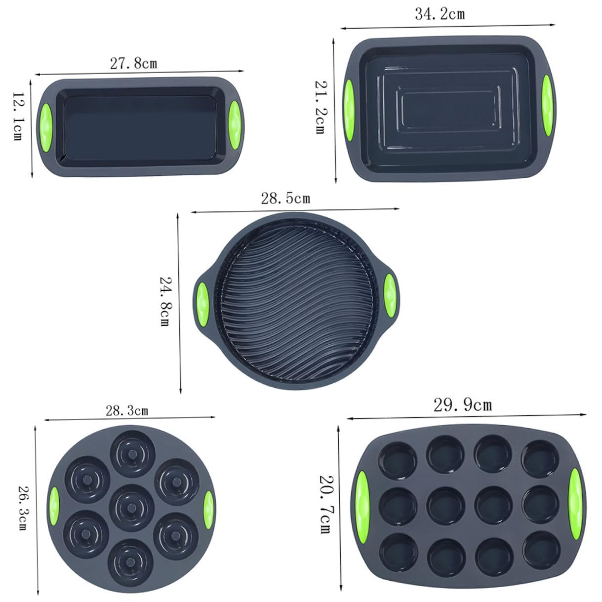 STOBAZA Set de 5 Moldes para Hornear Pasteles y Bizcochos de Silicona Resistente al Calor para Repostería y Cocina Diaria