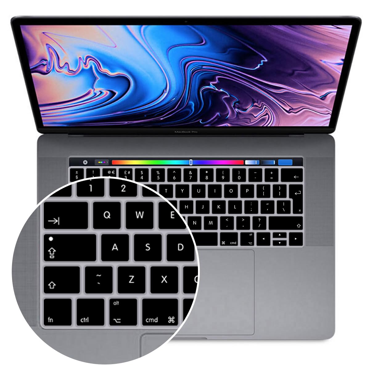 Funda para teclado inglés compatible con MacBook Pro 13 15 pulgadas 2019 2018 2017 2016 con Touch Bar & Touch ID Modelo: A2159 A1989 A1706/A1990 A1707, versión europea