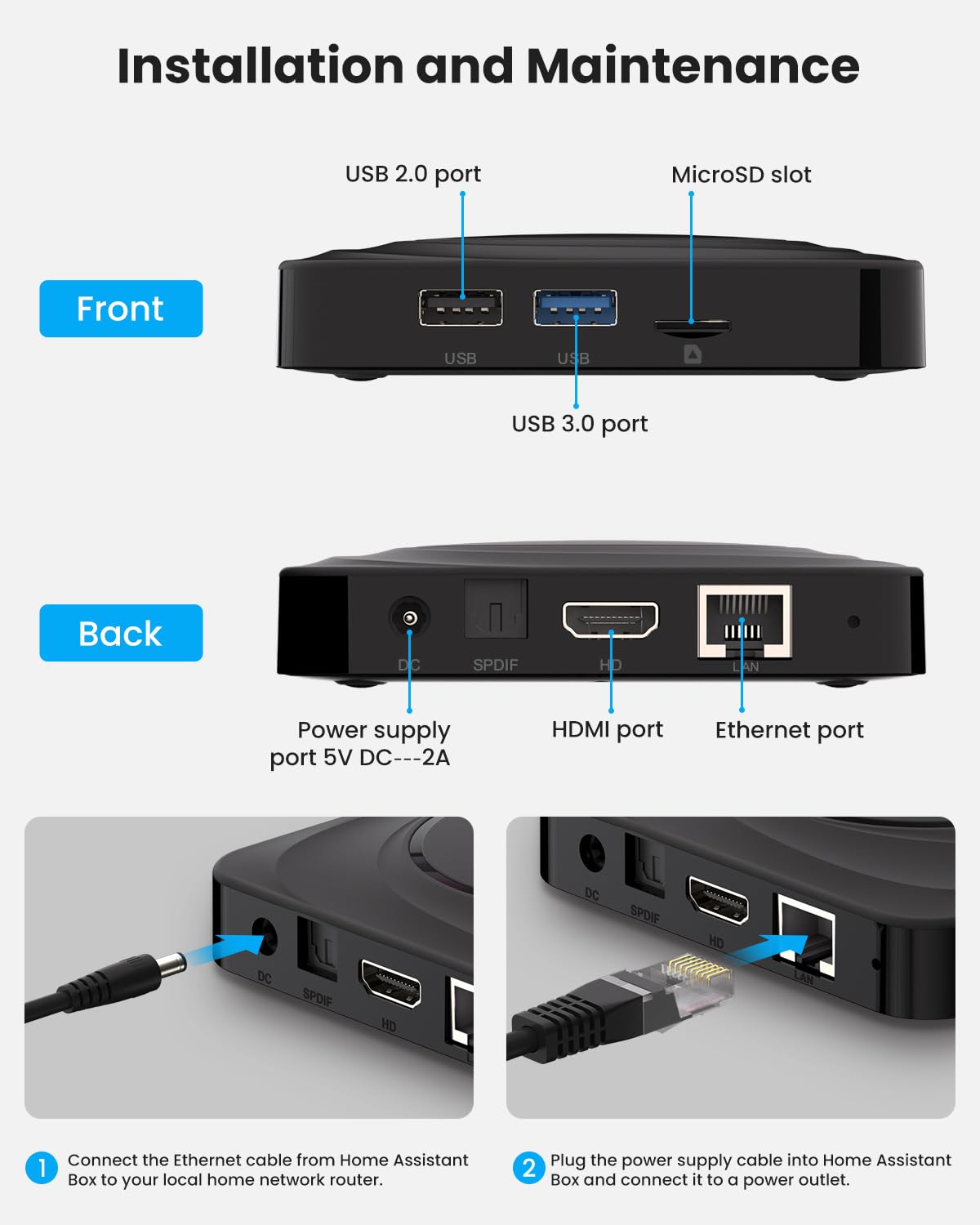 AVATTO Home Assistant Host – Quad-Core Cortex-A55-Prozessor mit 1,8 GHz Taktfrequenz, 4 GB RAM, 32 GB ROM, USB 3.0 / USB 2.0, HDMI 2.0, unterstützt Zigbee2MQTT und ZHA für Smart-Home-Systeme