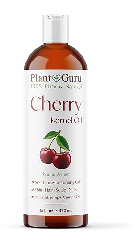 Aceite de grano de cereza, 16 onzas líquidas, prensado en frío, 100% puro y natural, hidratante para el crecimiento de la piel, la cara, el cuerpo y