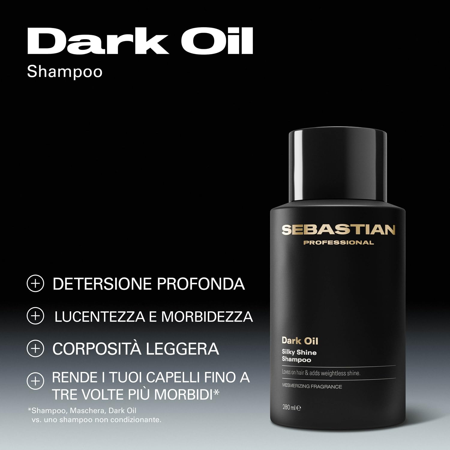 Sebastian Professional Dark Oil Silky Shine Shampoo – Shampoo rivitalizzante e idratante che lascia i capelli morbidi, setosi e leggeri con una luminosità naturale