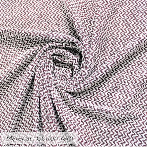 Image of Chevron 60X50 Inch Reversible Cotton Throw Blanket With Tassels| Blanket For Living Room, Sofa, Bed, Chair, Picnic & Used For Gift | Maroon Narrow Chevron, Size 150X125 Cm, 300 tc