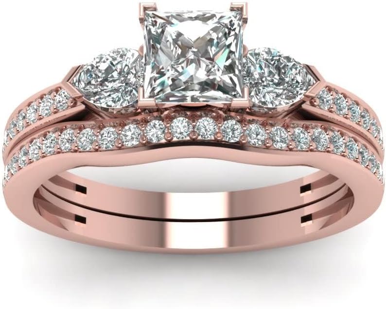 10K 14K 18K Gold Princess Cut Moissanite Wedding Ring Sets for Women,1.75/2.75 CTW Moissanite Engagement Ring Sets Wedding Engagement Anniversary Bands Set Free Engraved