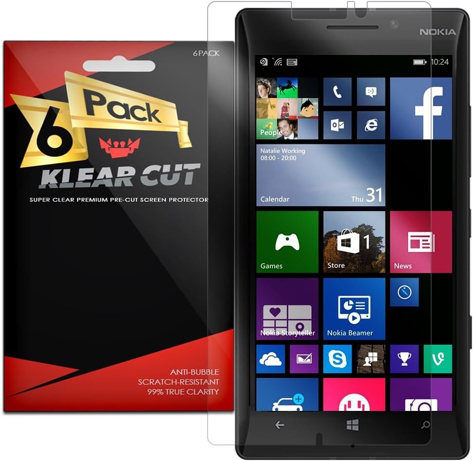 Nokia Lumia 930 Screen Protector [6-Pack], Klear Cut High Definition Clear Screen Protector for Nokia Lumia 930 PET Film Anti-Bubble Shield