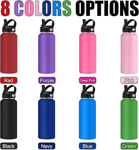 Miniatura 4 de MaWeeTn Botella de agua personalizada con aislamiento personalizado con tapa con popote, botellas de acero inoxidable grabadas personalizadas de 24